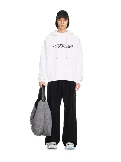 Off-white Cotton Sweatshirt Whit Frontal Logo Print In Neutral