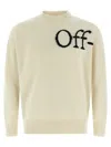 Off-white Ribbed Collar And Cuffs Knit Sweater In Neutral