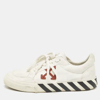 Pre-owned Off-white White Canvas Vulcanised Lace Up Sneakers Size 43