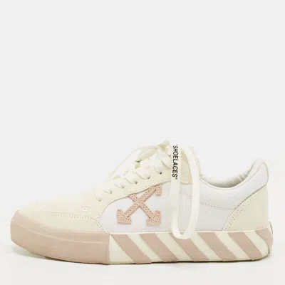 Off-white White Canvas Vulcanized Lace Up Sneakers In Multi