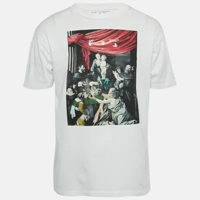 Pre-owned Off-white White Caravaggio Print Cotton Oversized T-shirt L