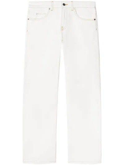 OFF-WHITE WHITE CONTRAST-STITCHING STRAIGHT-LEG JEANS