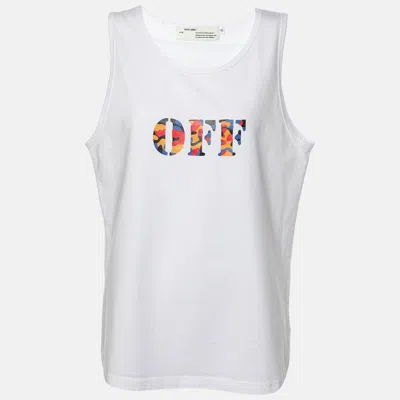 Pre-owned Off-white White Cotton Logo Print Vest Xl