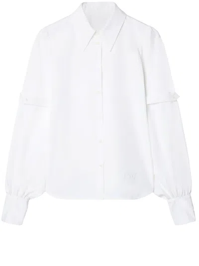 OFF-WHITE WHITE COTTON POPLIN SHIRT WITH STRAPS AND OW EMBROIDERY