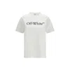 Off-white Relaxed Fit Cotton Tee With Oversized Logo In White