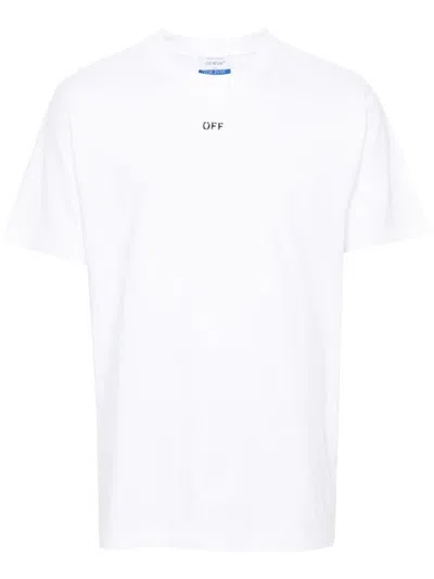 Off-white White Cotton T-shirt With Black Front Printed Logo