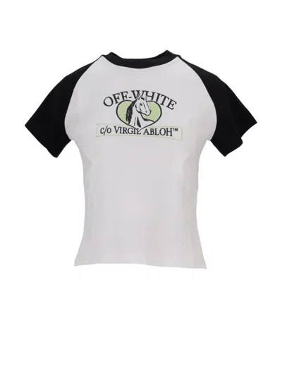Off-white White Crewneck Printed T-shirt