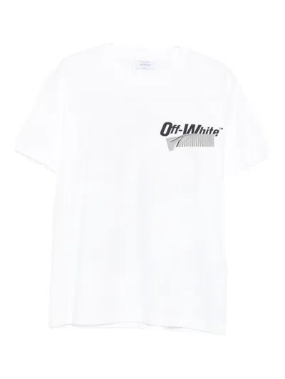 Off-white Off White White Crewneck T-shirt With Logo
