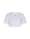 Off-white For Ever Ribbed Crew-neck Cropped T-shirt In White
