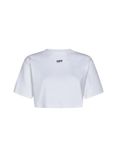 Off-white White Cropped T-shirt With Logo