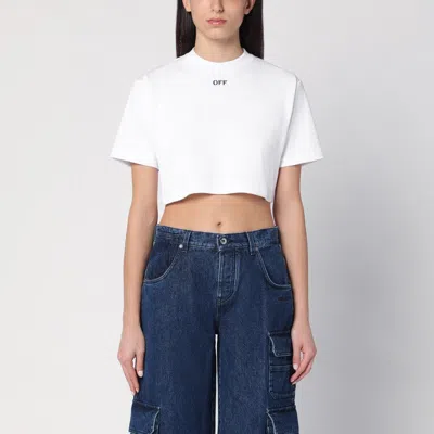 Off-white For Ever Ribbed Crew-neck Cropped T-shirt In White