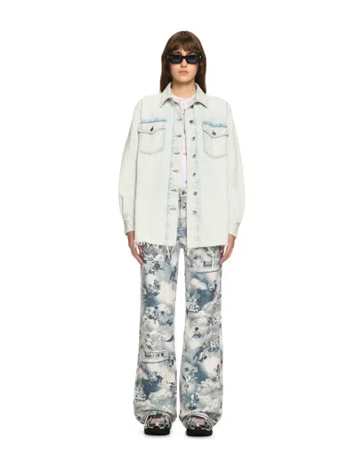 Off-white White Denim Fresco Arrow Shirt Jacket In Blue