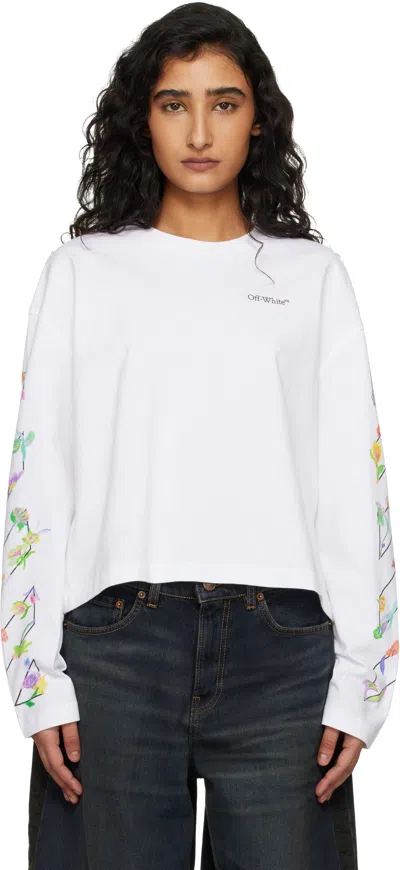 OFF-WHITE WHITE DIAGONAL GLOWING FLOWER T-SHIRT