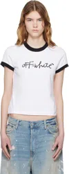Off-white White Embroidered Script Fitted T-shirt In Multi