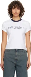 Off-white White Embroidered Script Logo Fitted T-shirt In White