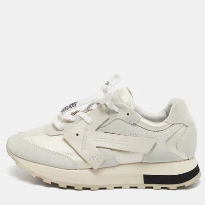 Pre-owned Off-white White Fabric And Suede Hg Runner Sneakers Size 37