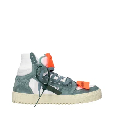 Off-white High-top Sneakers With Arrow Logo And Textured Sole In Green