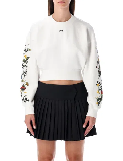 Off-white White Floral Print Crewneck Sweatshirt