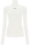 OFF-WHITE WHITE FUNNEL-NECK T-SHIRT WITH OFF LOGO FOR WOMEN