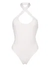 Off-white Halterneck Open-back Swimsuit In White