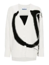 OFF-WHITE WHITE KNITTED LOGO CARDIGAN