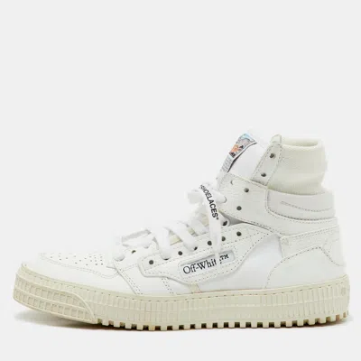 Pre-owned Off-white White Leather And Canvas 3.0 Off Court High Top Sneakers Size 37