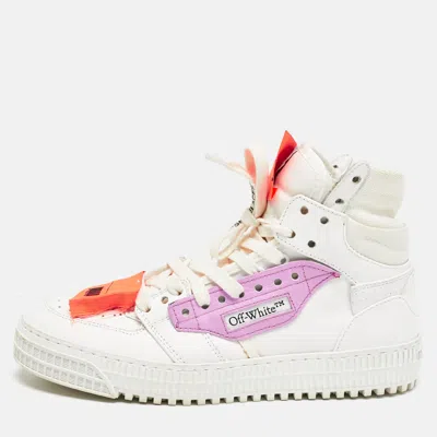 Pre-owned Off-white White Leather And Canvas 3.0 Off Court Sneakers Size 38