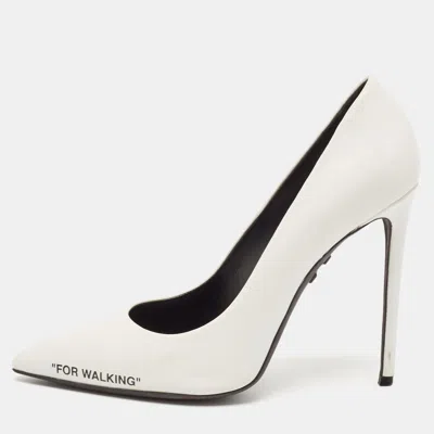 Pre-owned Off-white White Leather For Walking Pointed Toe Pumps Size 40