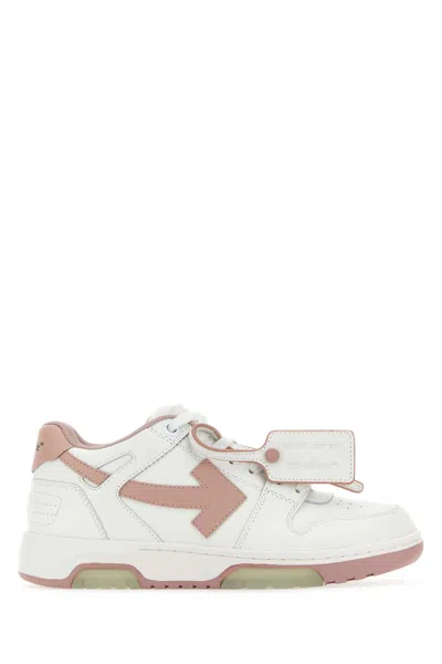 Off-white White Leather Out Of Office Sneakers In Whitepink