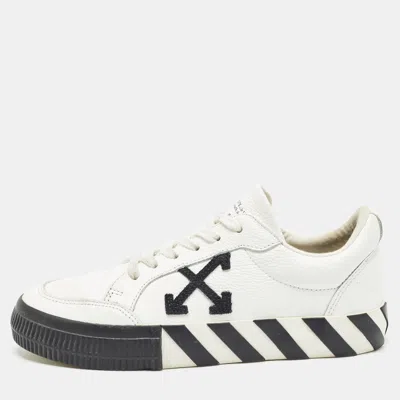 Pre-owned Off-white White Leather Vulcanised Lace Up Sneakers Size 37