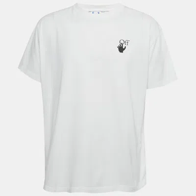 Pre-owned Off-white White Logo Print Cotton Crew Neck Oversized T-shirt S