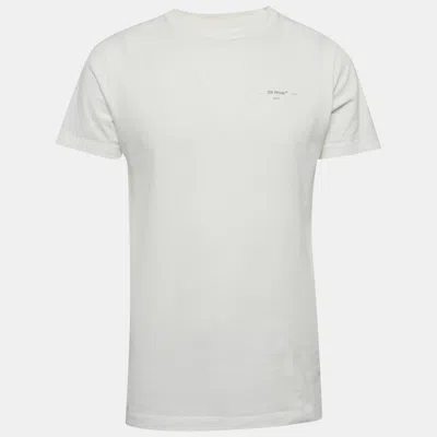 Pre-owned Off-white White Logo Print Cotton Crew Neck T-shirt S