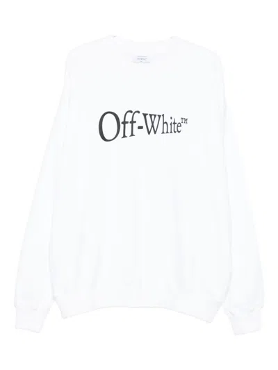 Off-white Off White White Long-sleeved Crewneck Sweatshirt With Logo In Multi