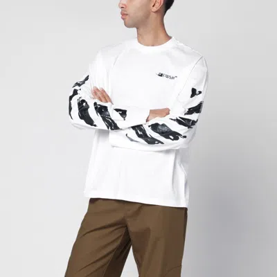 OFF-WHITE WHITE LONG-SLEEVED T-SHIRT WITH LOGO