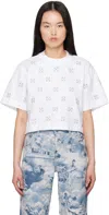Off-white White Lurex Little Arrows Crop T-shirt In White Silver
