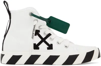 Off-white Men's Vulcanized Logo Mid Top Sneakers In Whiteblack