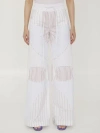 OFF-WHITE WHITE MOTORCYCLE PANTS IN COTTON POPLIN WITH STRIPED DETAILS