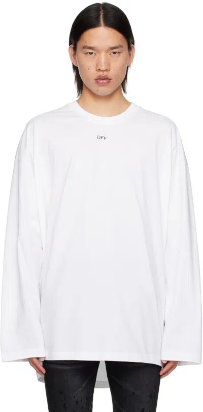 Off-white White Off Stamp Long Sleeve T-shirt In White Black