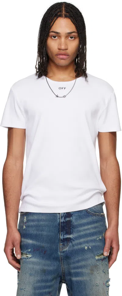 Off-white White Off Stamp Rib Shaped T-shirt In White - Black
