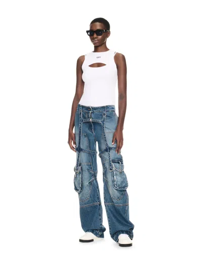Off-white White Off Stamp Ribbed Row Top