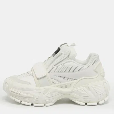 Pre-owned Off-white White Perforated Leather And Mesh Glove Sneakers Size 39