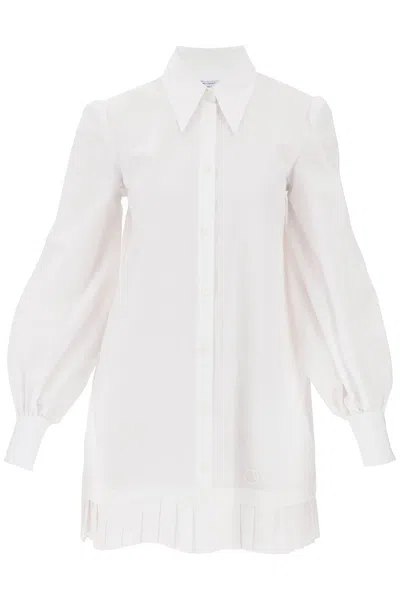 OFF-WHITE WHITE PLEATED SHIRT DRESS FOR WOMEN