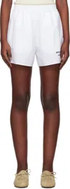 Off-white Embroidered Poplin Elastic Waist Shorts In White Black