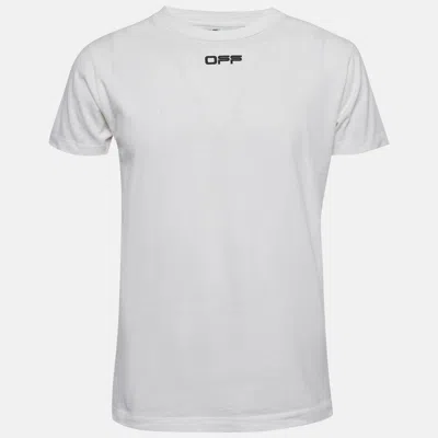 Pre-owned Off-white White Print Cotton Half Sleeve T-shirt S