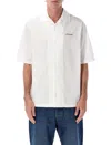 Off-white Brush Arrow Poplin Bowling Shirt With Embroidered Logo In White