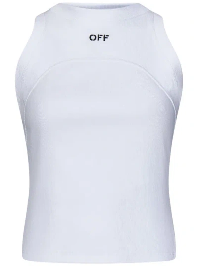Off-white White Ribbed Stretch Cotton Tank Top
