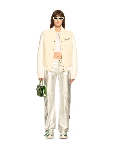 Off-white White Rose Valley Varsity Jacket In Neutrals