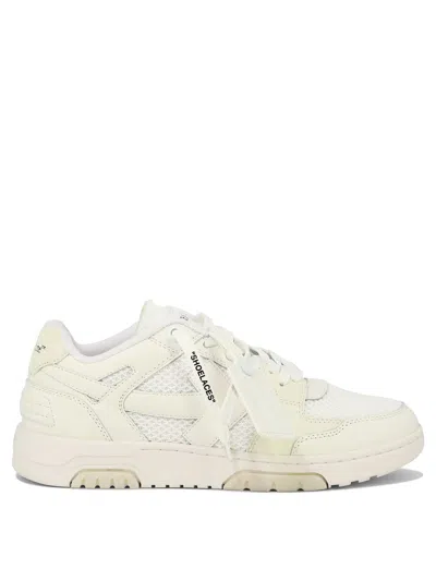 Off-white White Slim Out Of Office Sneakers For Men | Leather And Mesh Shoes