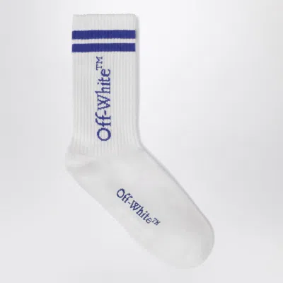 Off-white White Socks With Blue Logo In Neutral