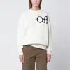 Off-white White Sweater With Logo Intarsia In Multi